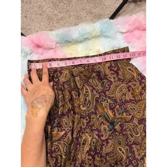 Vintage Alexander Campbell Rayon Paisley Bird Skirt 8 - Picture 7 of 10